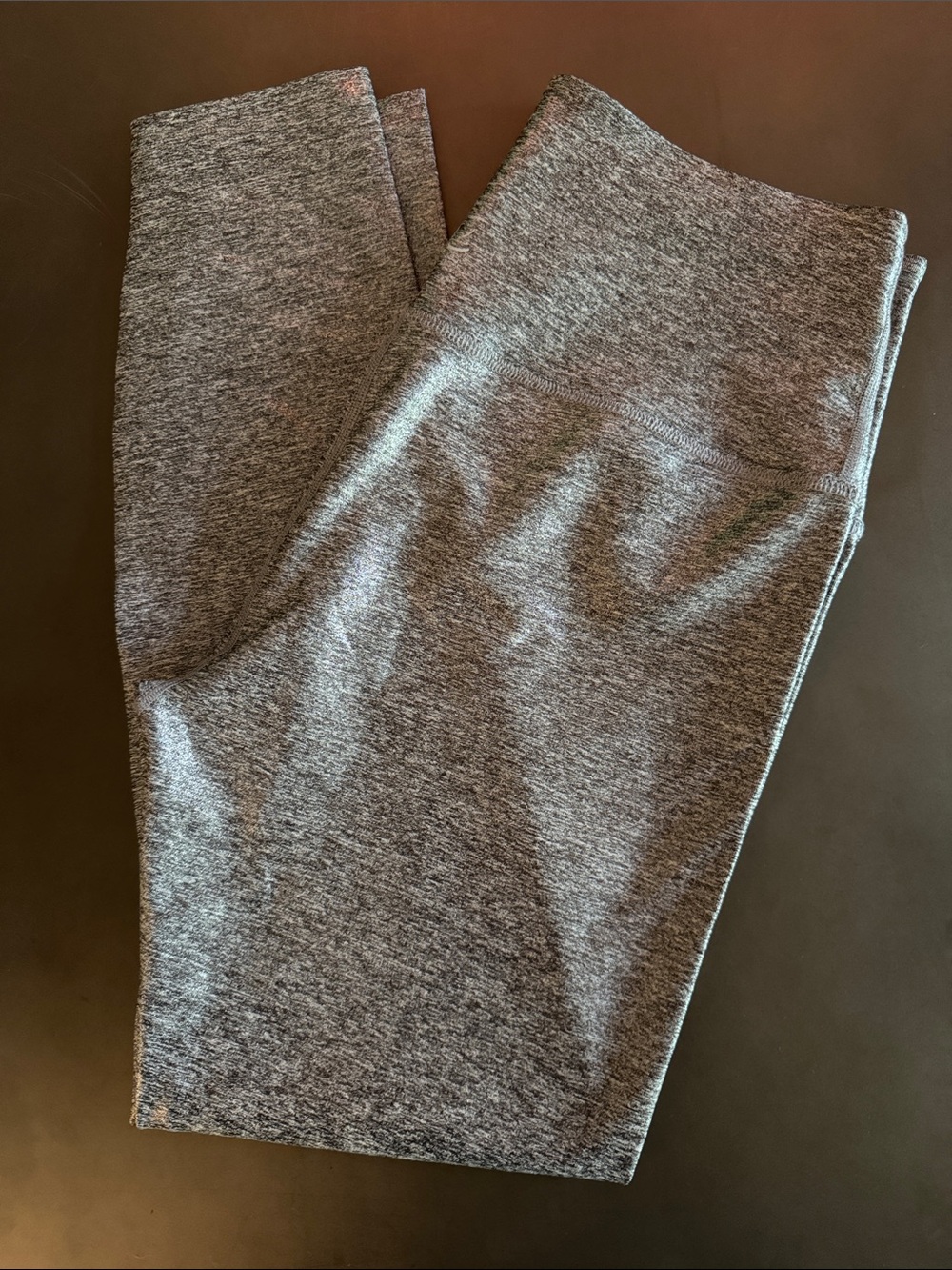 Gray Heather High-Waist Leggings with metallic sheen